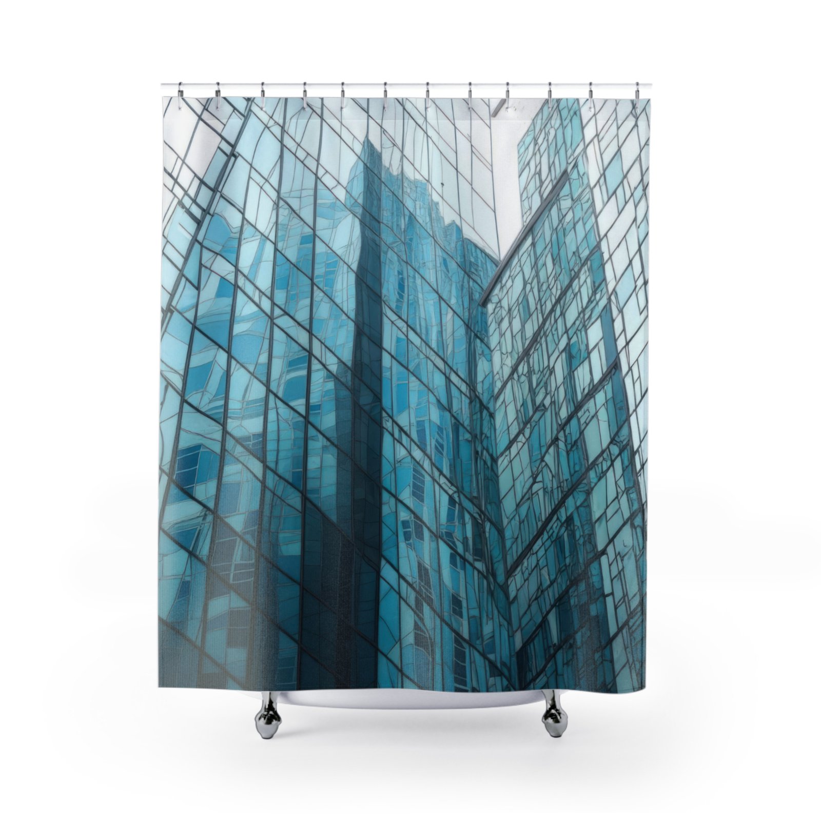 Modern Glass Towers Cityscape Shower Curtain