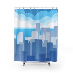 Minimalist Silhouette Cityscape Shower Curtain