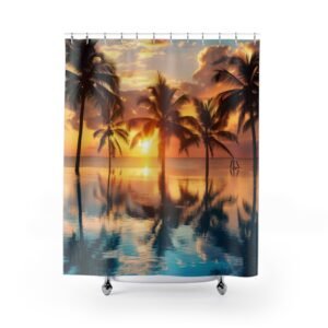 Tropical Sunset Palms Glow Shower Curtain