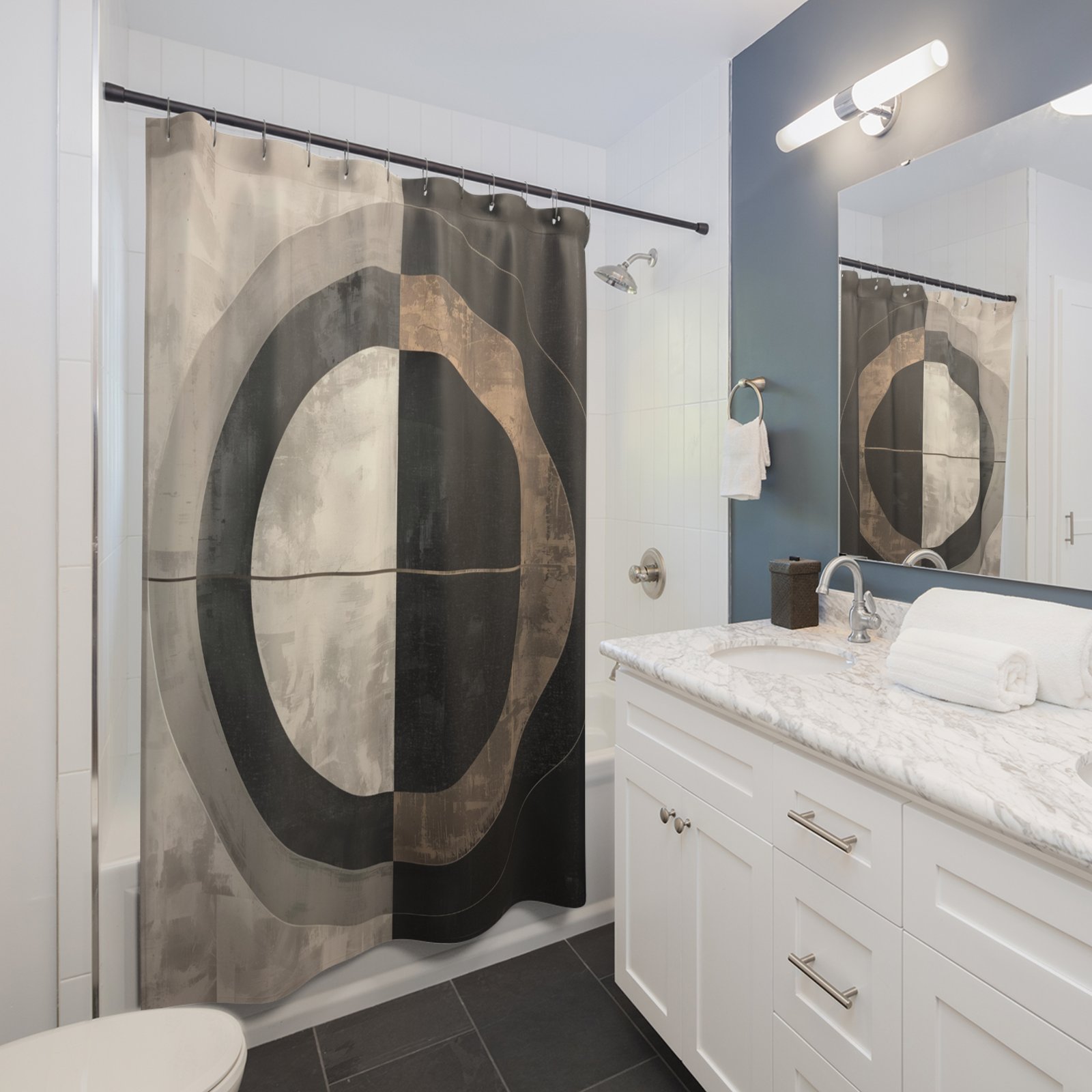 Orbital Lines Orbit Geometric Shower Curtain - Image 3