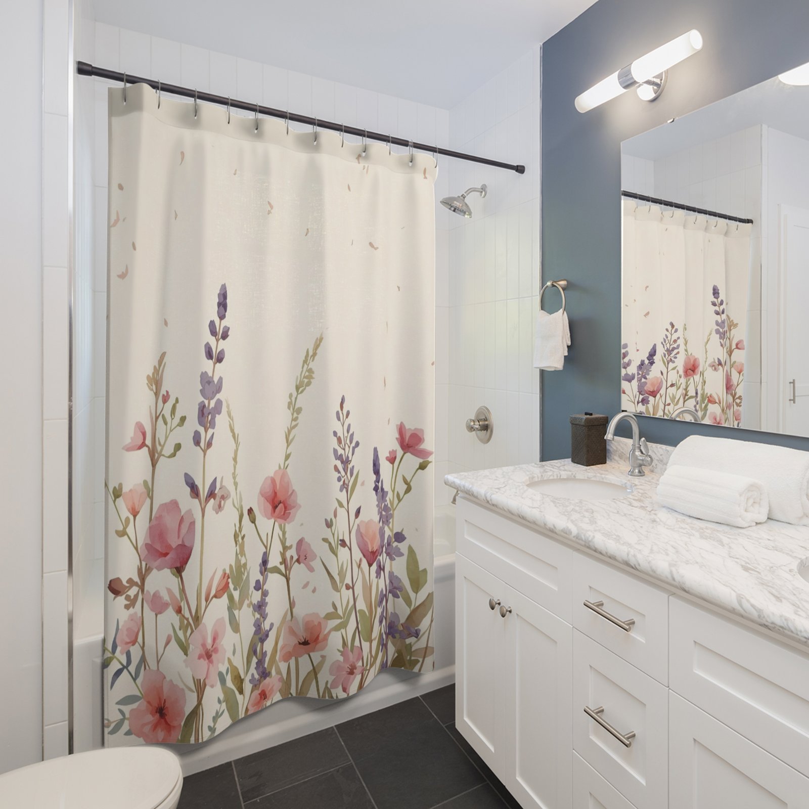 Whispering Garden Bliss Serenity Shower Curtain - Image 3