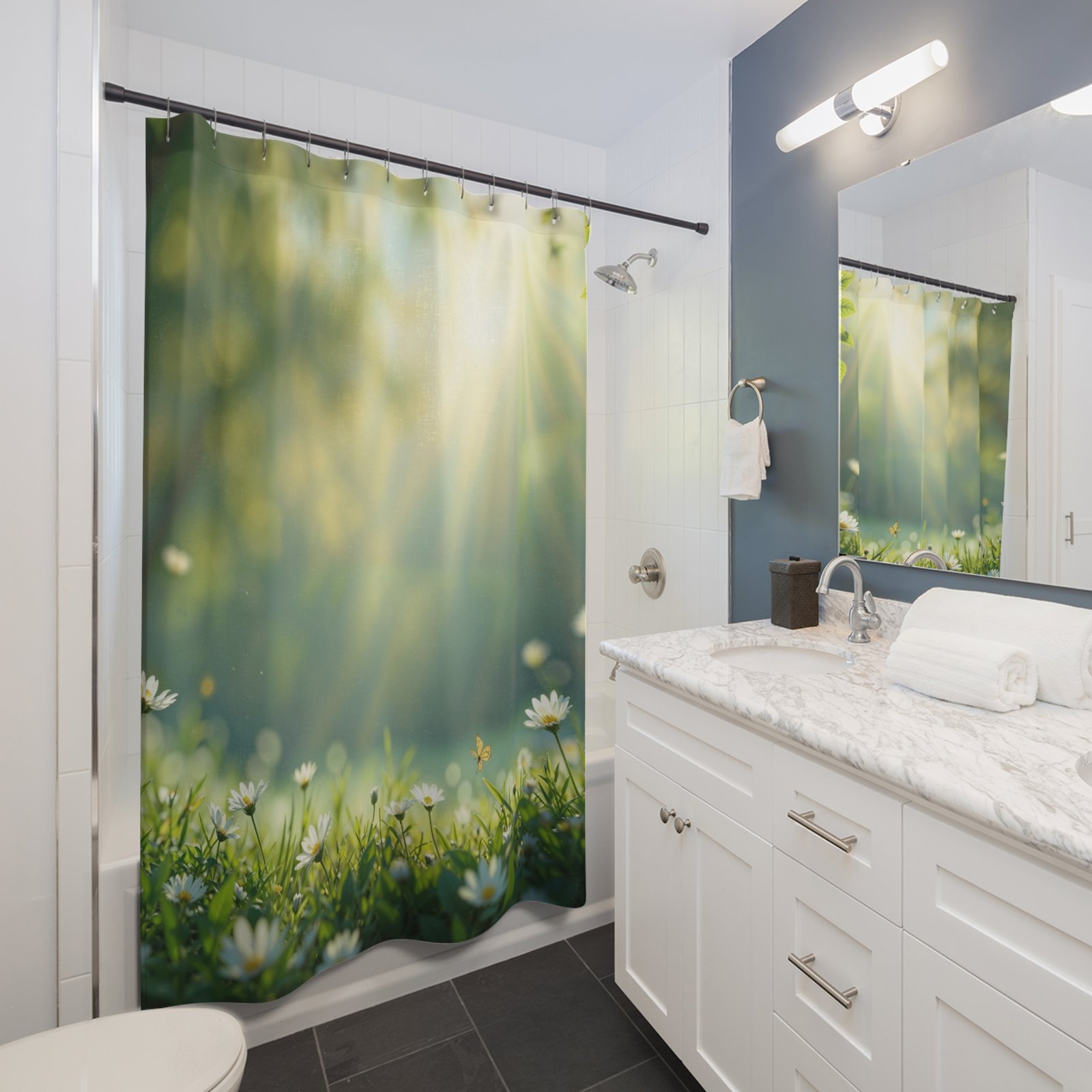 Nature-Inspired Meadow Essence Serenity Shower Curtain - Image 3