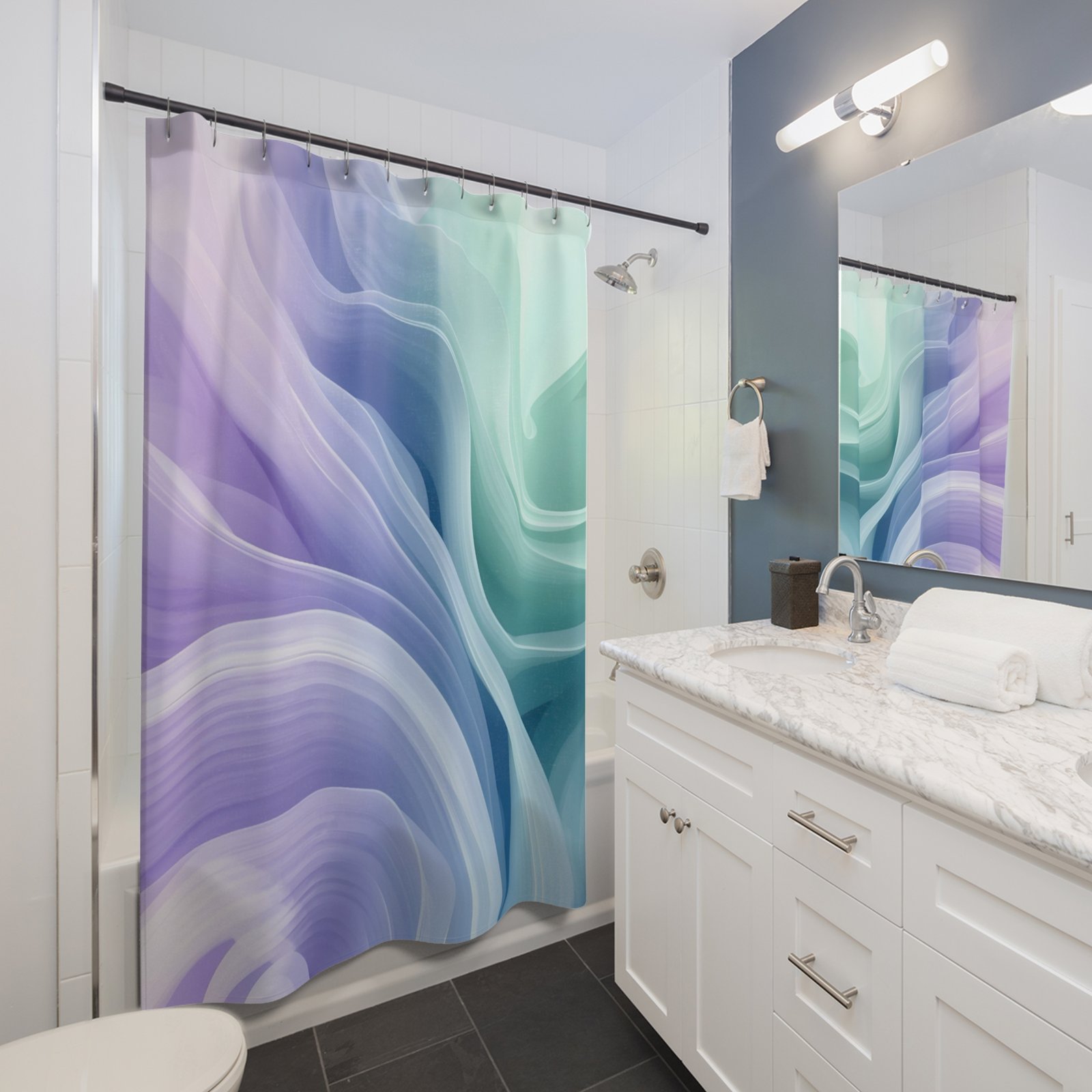 Pastel Drift Dreams Abstract Shower Curtain - Image 3