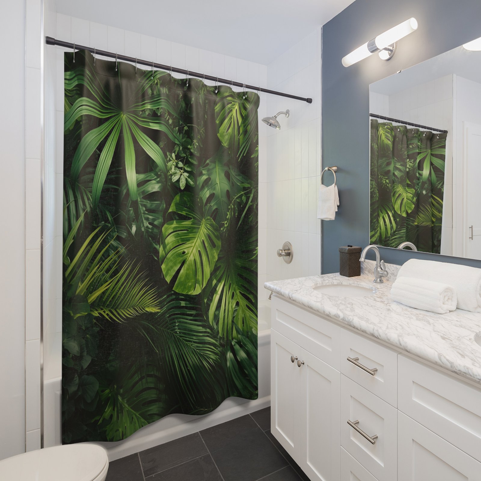 Tropical Leaf Paradise Shower Curtain - Image 3
