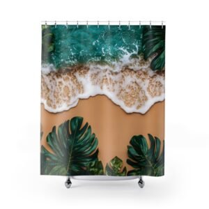 Tropical Monstera Beach Escape Shower Curtain