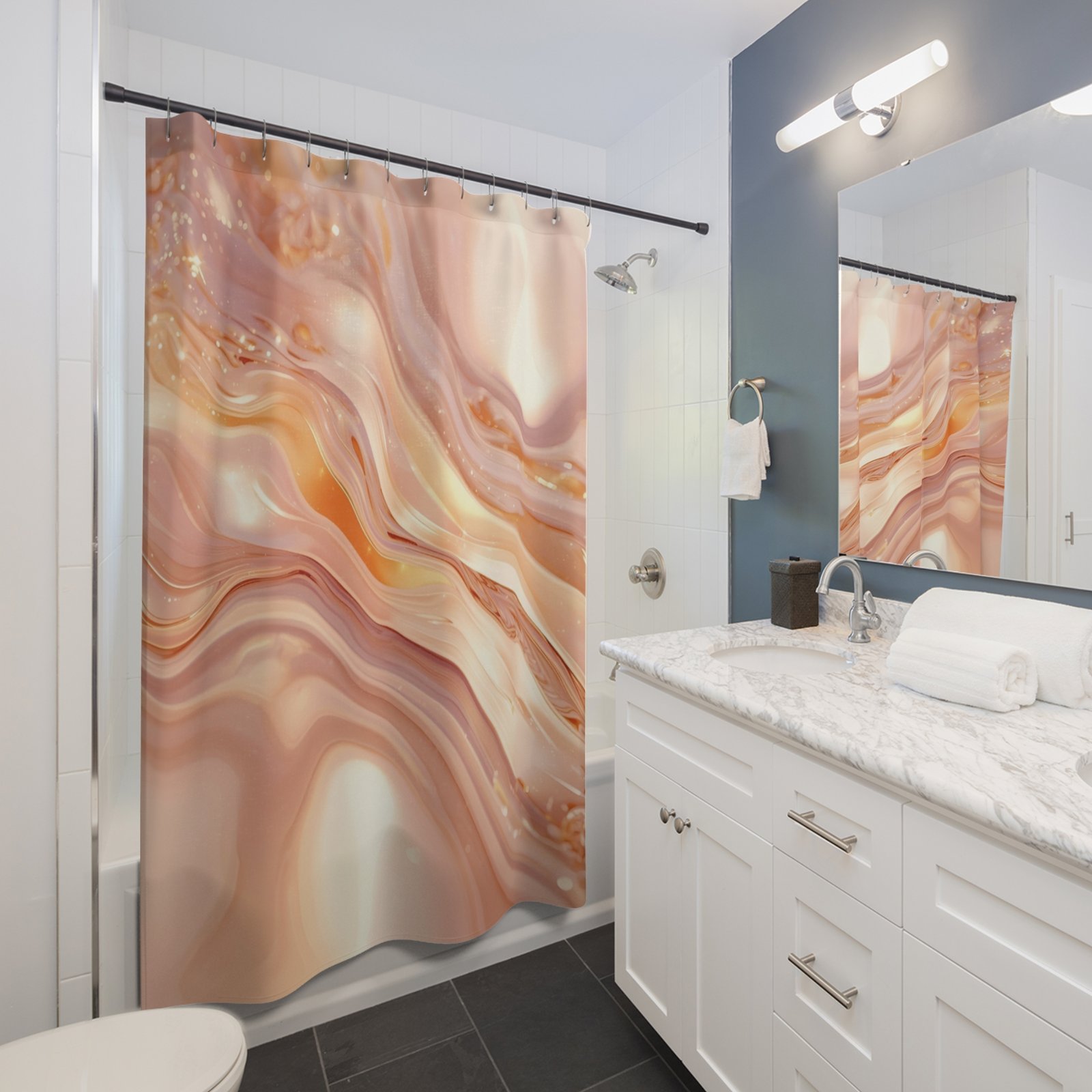 Luminous Harmony Glow Abstract Shower Curtain - Image 3