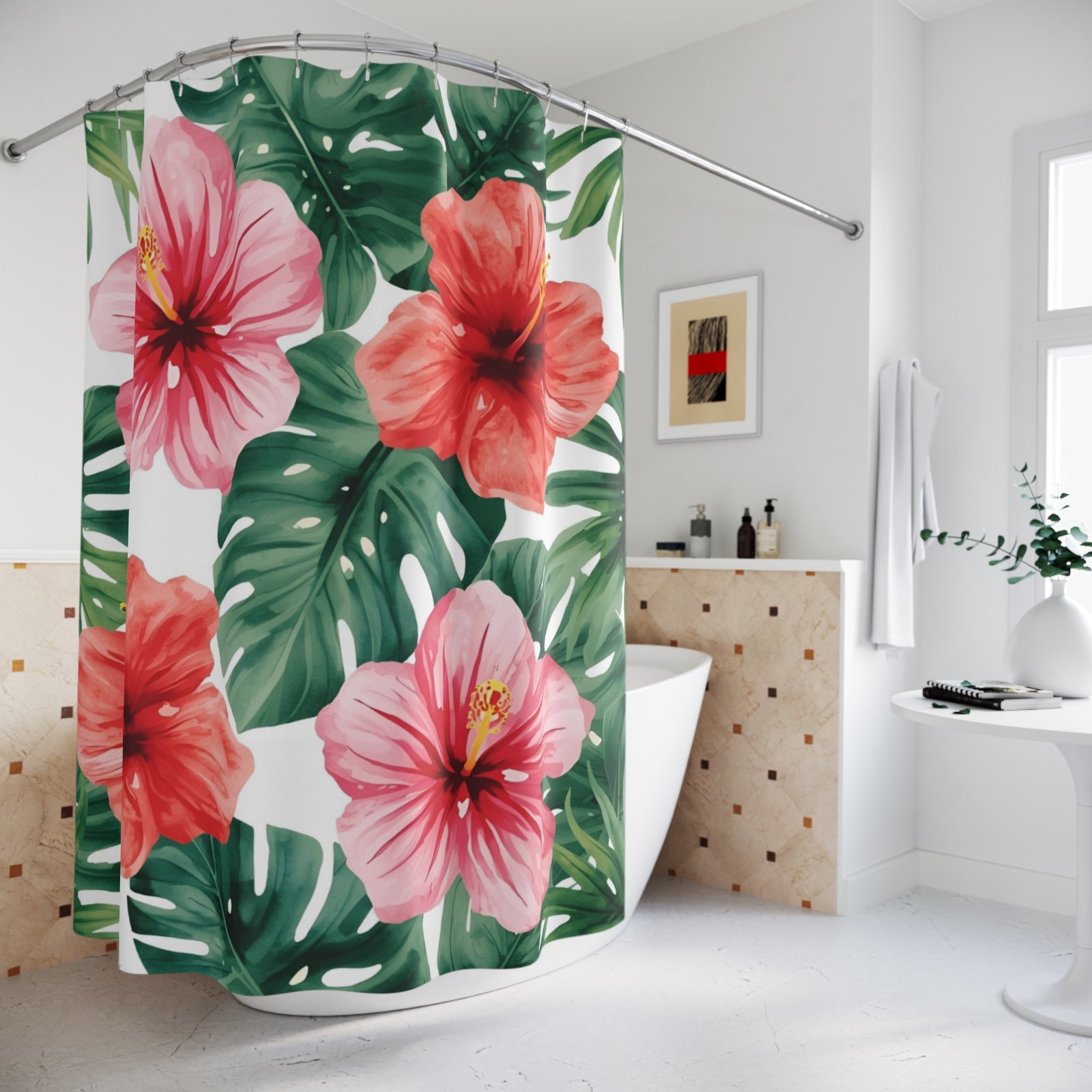Tropical Hibiscus Shower Curtain - Image 4