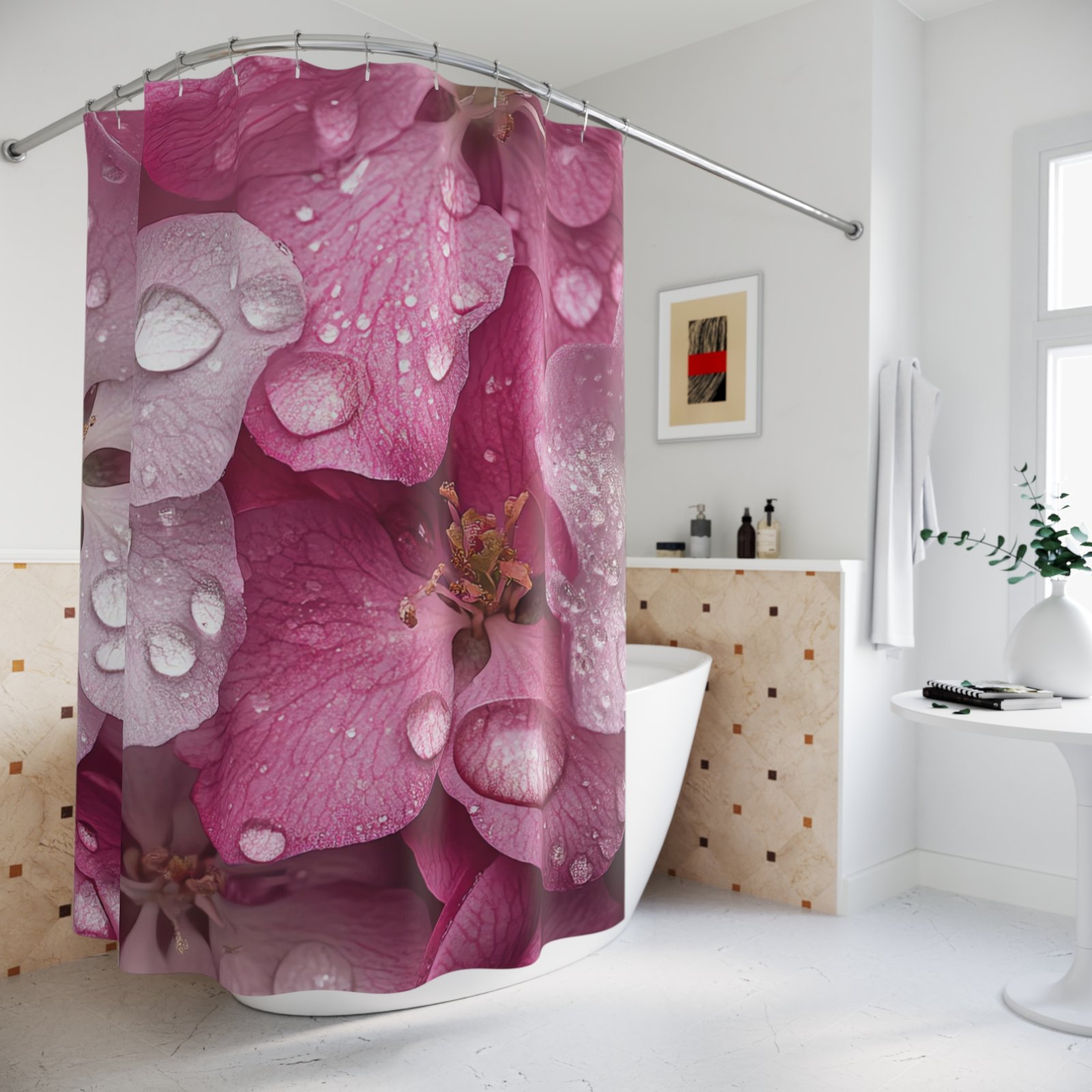 Morning Dew Blooms Shower Curtain - Image 4