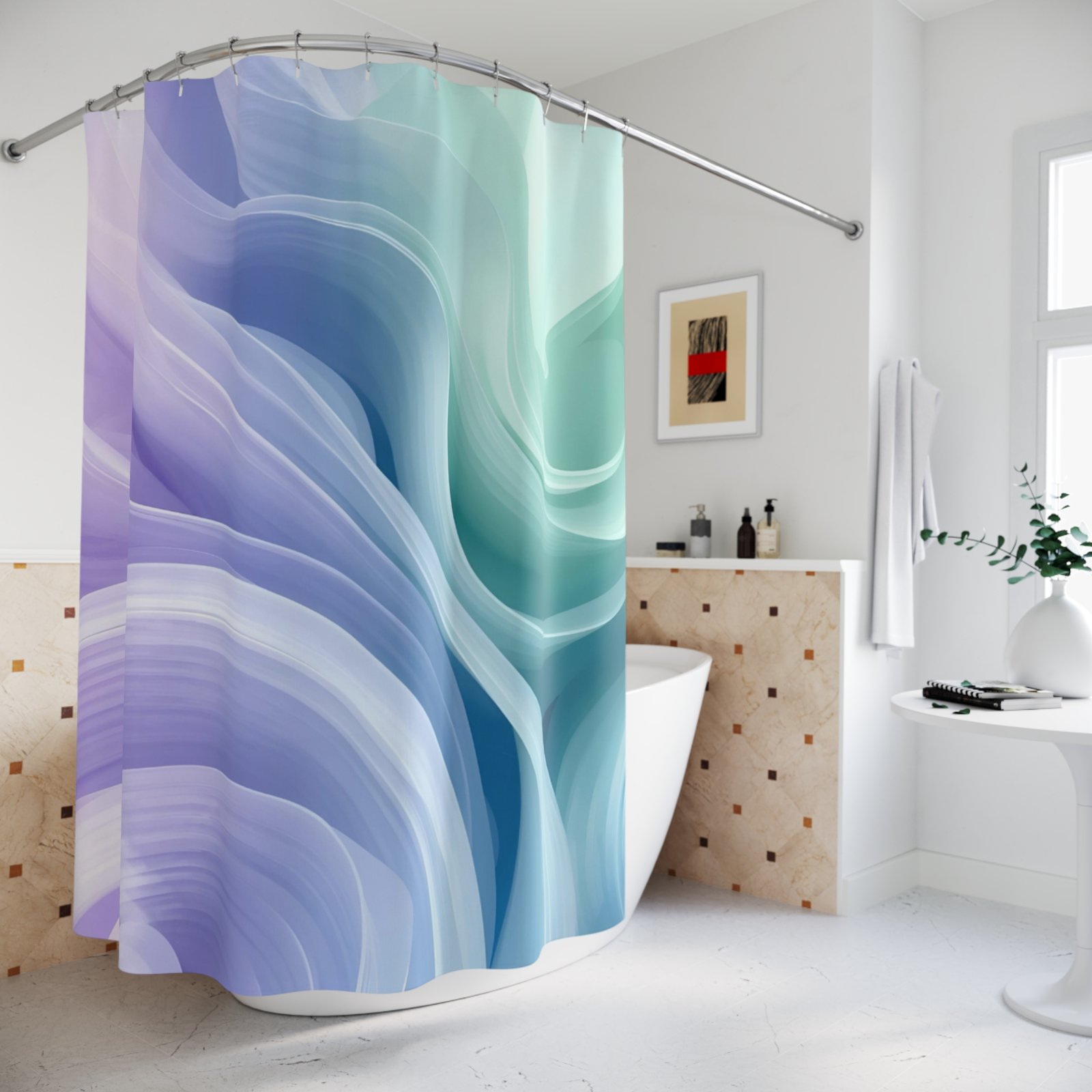 Pastel Drift Dreams Abstract Shower Curtain - Image 4