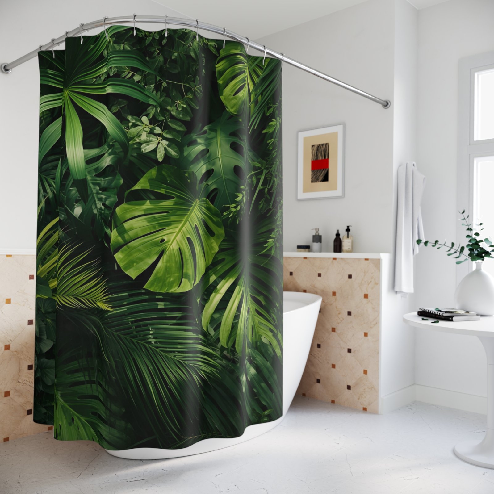 Tropical Leaf Paradise Shower Curtain - Image 4
