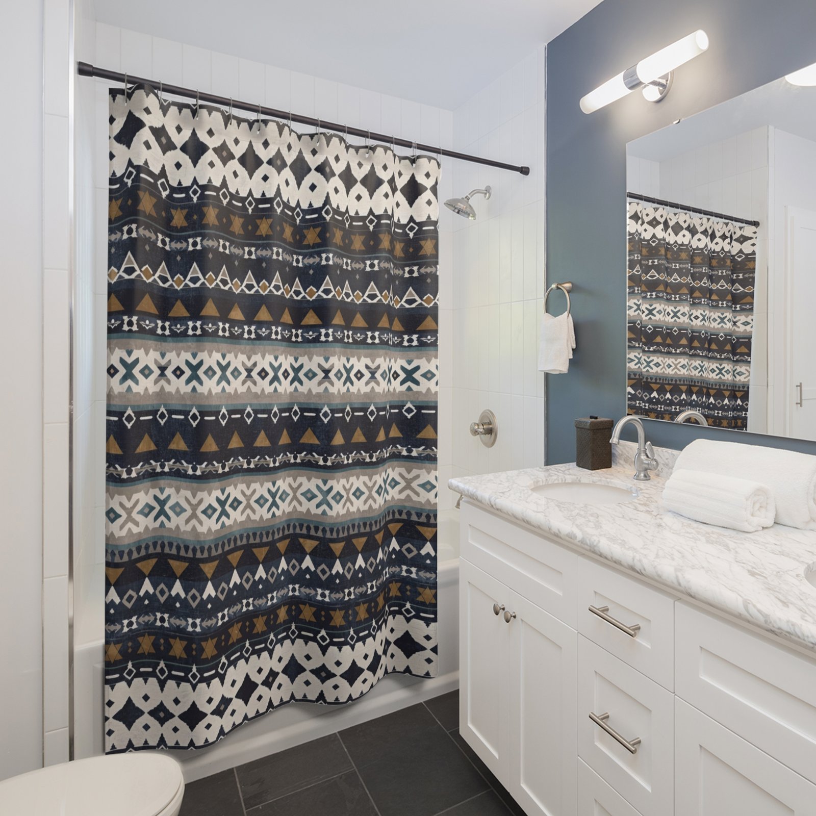Twilight Tribal Stripes Shower Curtain - Image 3