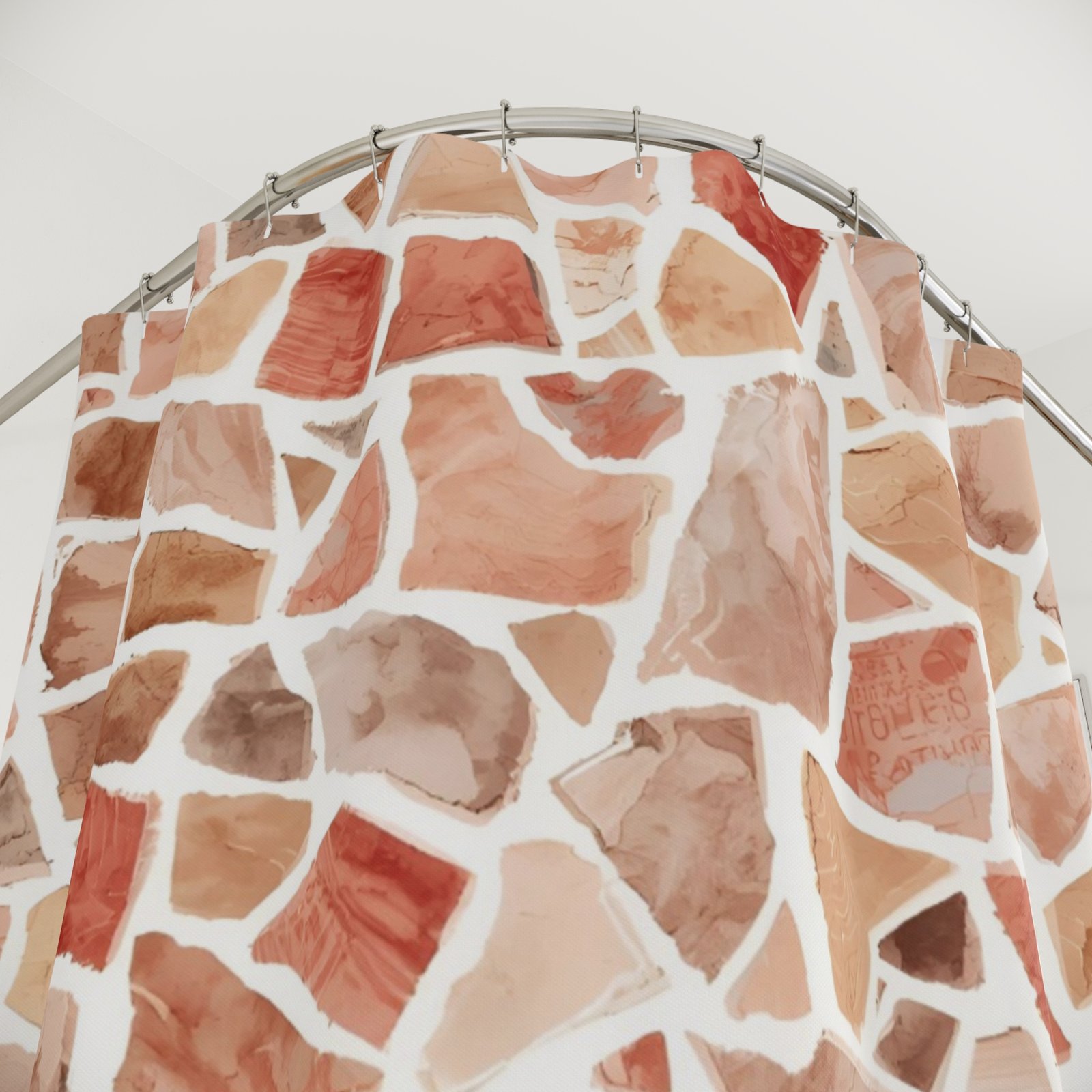 Clay Mosaic Layers Bohemian Shower Curtain - Image 2