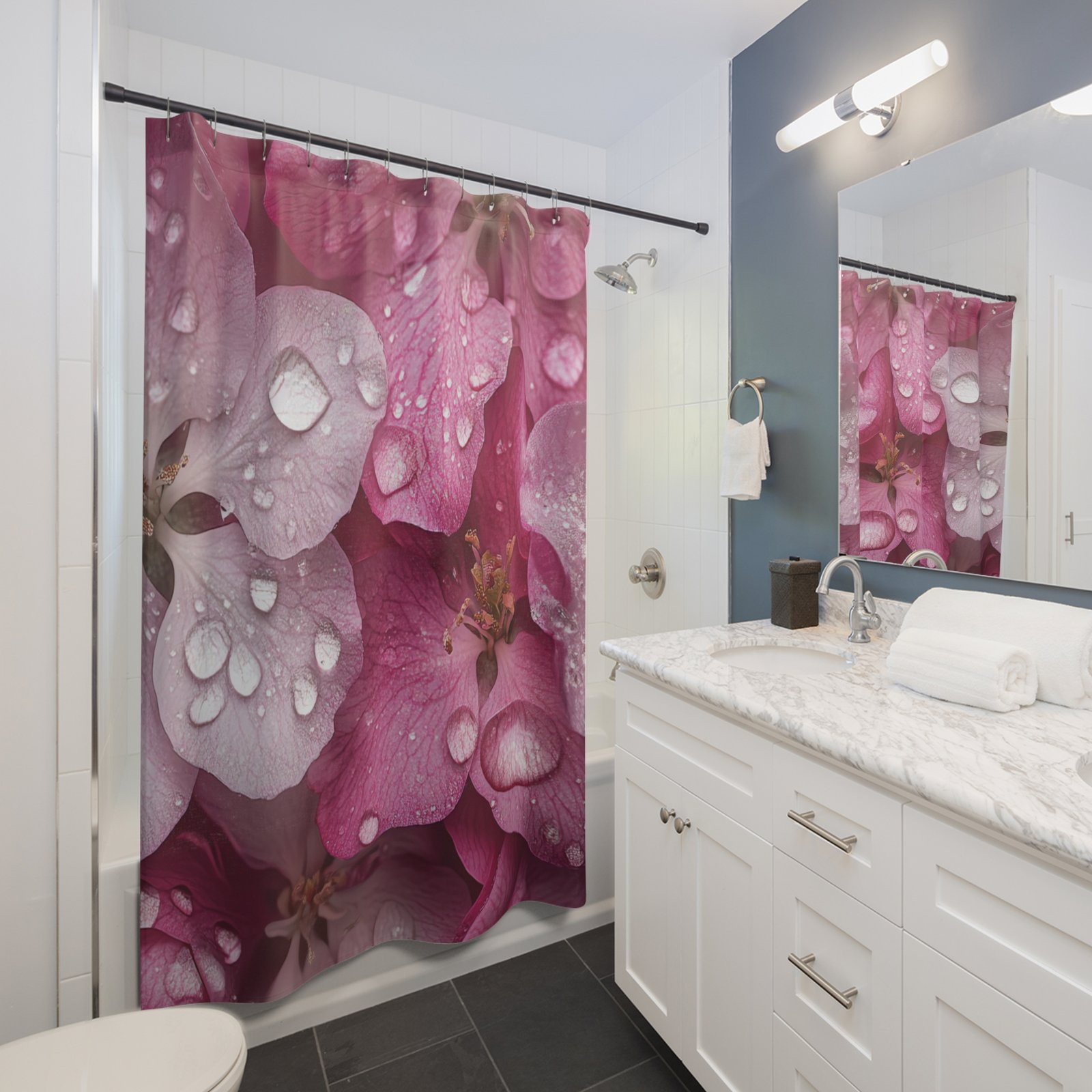 Morning Dew Blooms Shower Curtain - Image 3