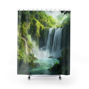 Serene Waterfall Rainforest Retreat Shower Curtain