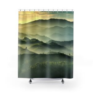 Evergreen Mist Layers Landscape Shower Curtain