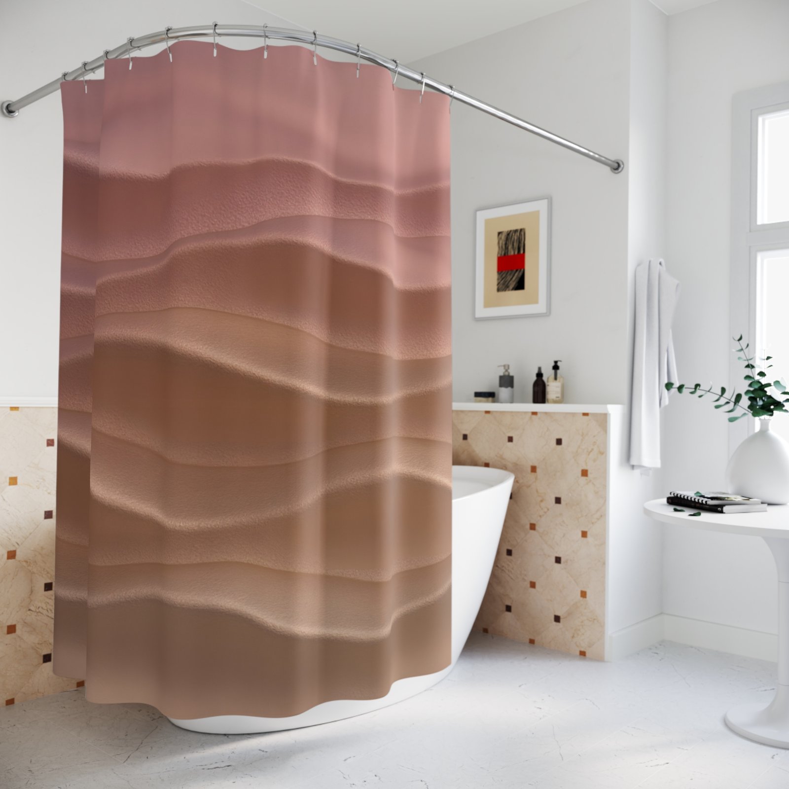 Rose Gold Wavy Elegant Shower Curtain - Image 4