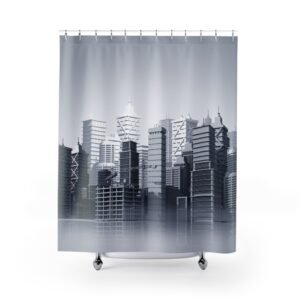 Monochrome City Skyline Cityscape Shower Curtain