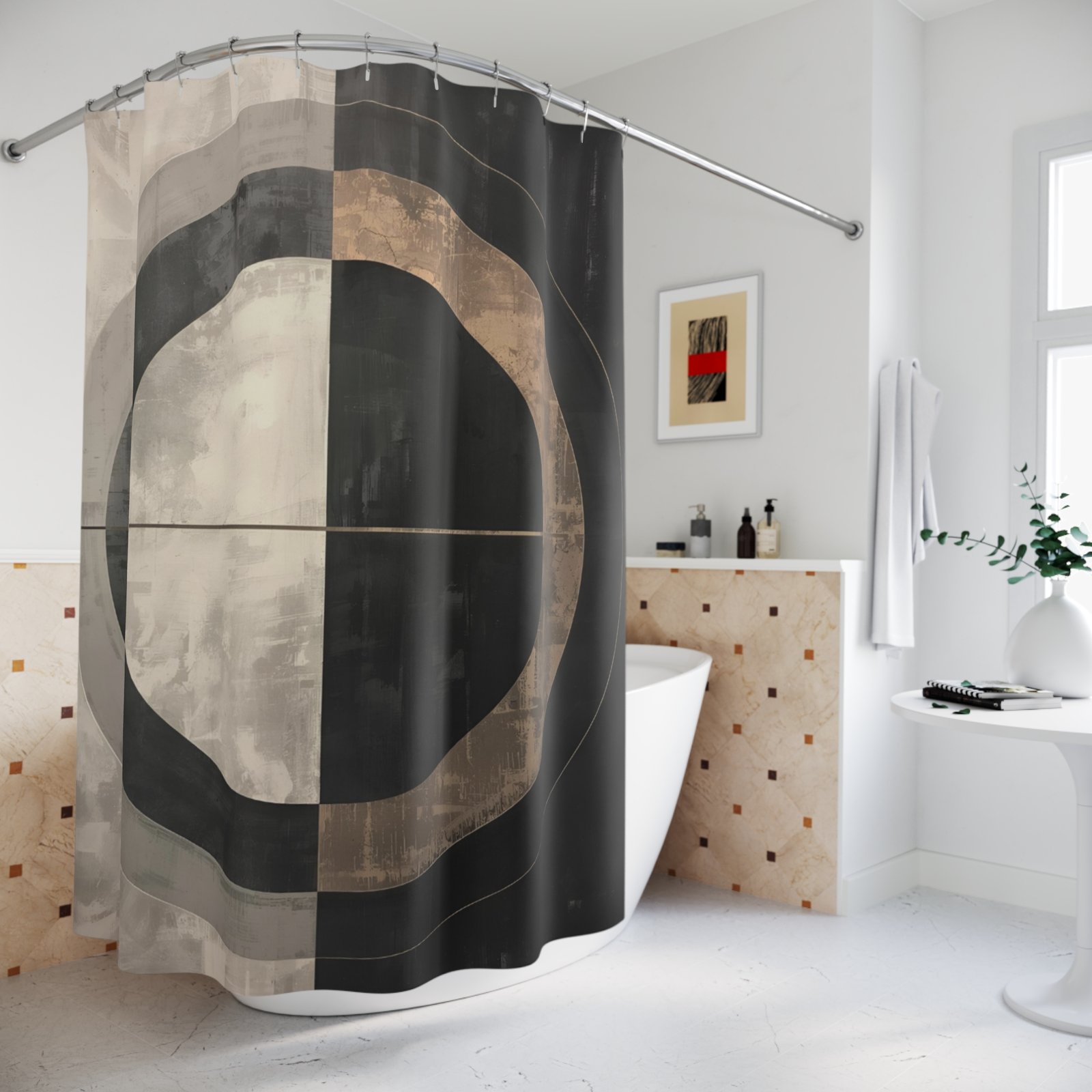 Orbital Lines Orbit Geometric Shower Curtain - Image 4