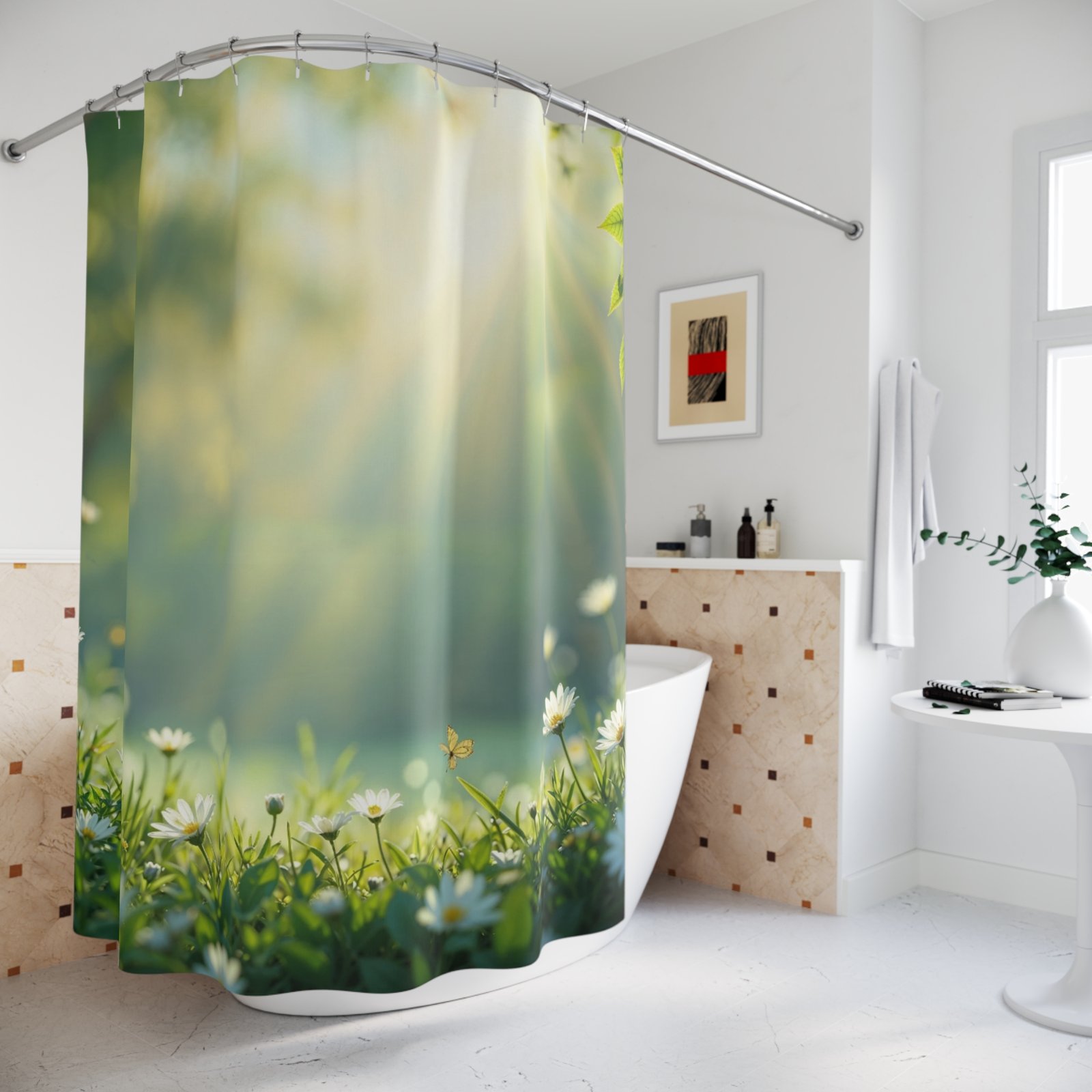 Nature-Inspired Meadow Essence Serenity Shower Curtain - Image 4