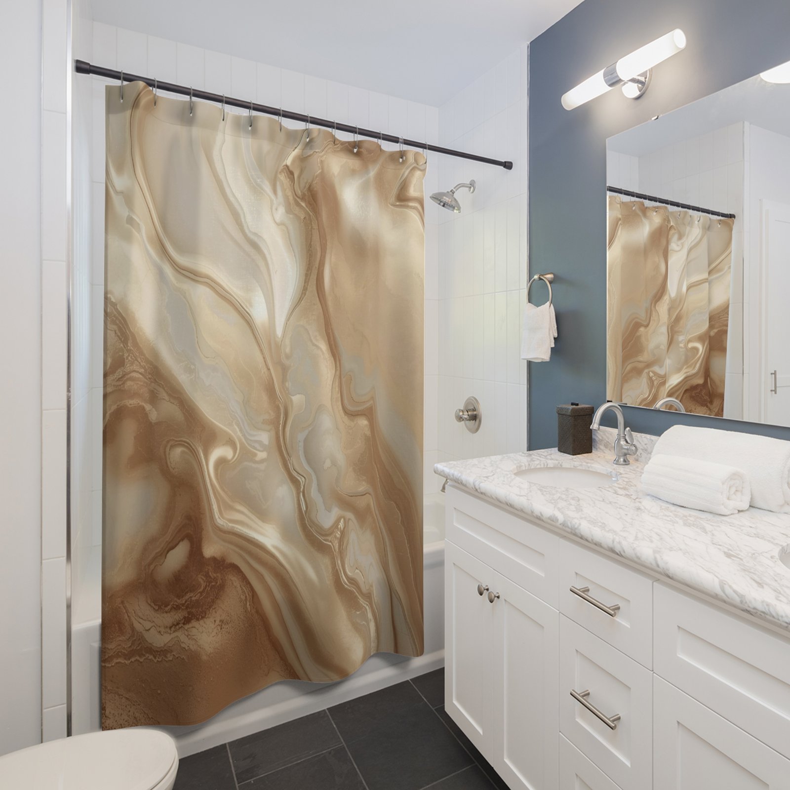 Celestial Flow Light Abstract Shower Curtain - Image 3