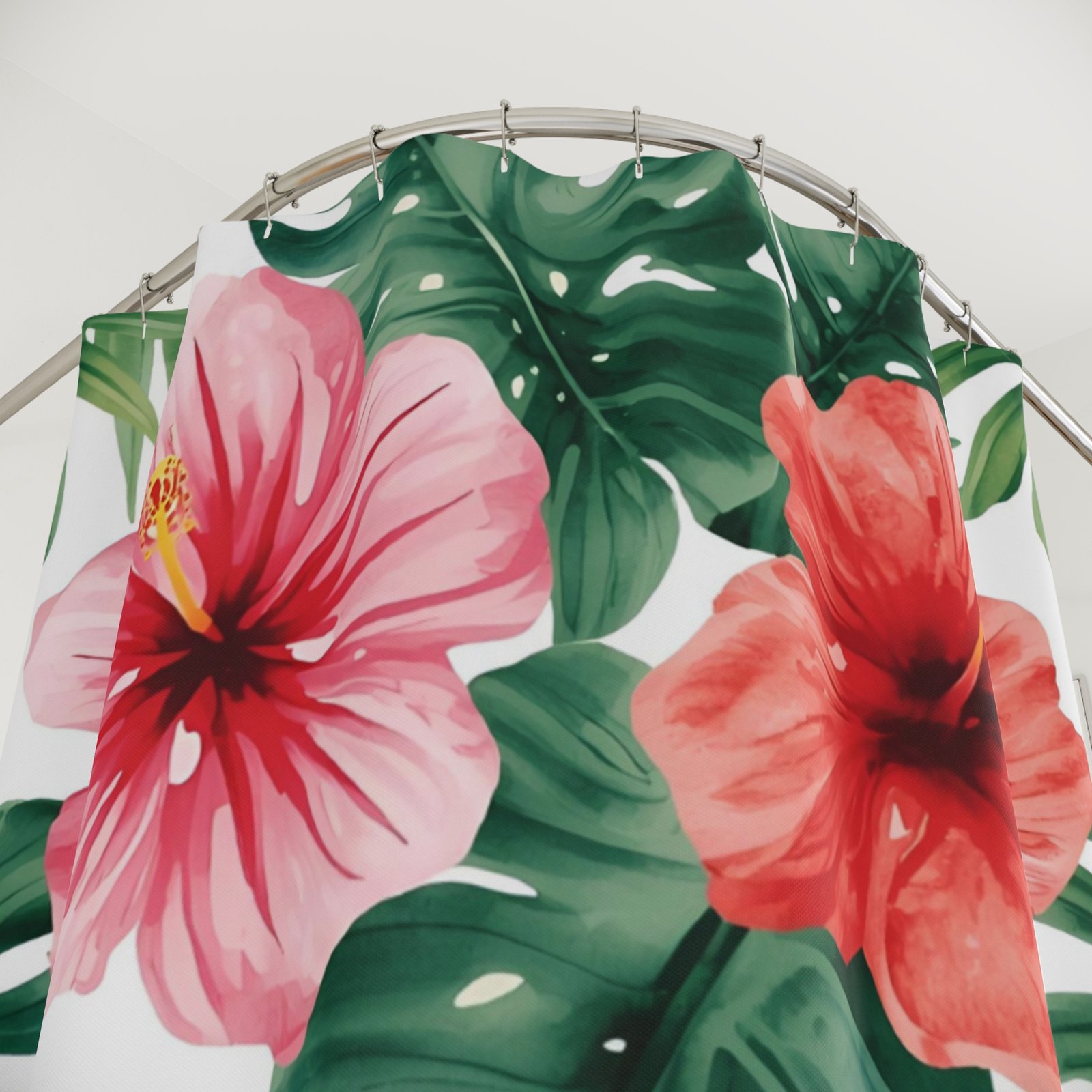 Tropical Hibiscus Shower Curtain - Image 2