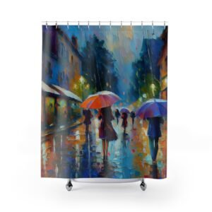 Rainy City Streets Cityscape Shower Curtain