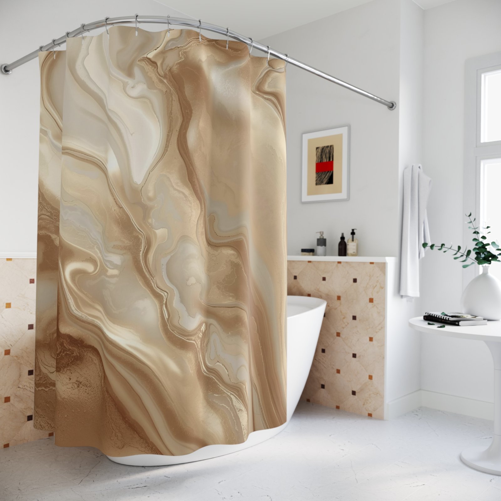 Celestial Flow Light Abstract Shower Curtain - Image 4